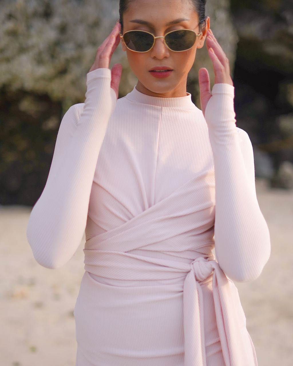 Wrap Swimdress in Ribbed Kauai